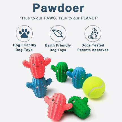 Squeaky Dog Toys for Medium Dogs, Soft Latex Rubber Cactus Dog Ball, Cute Bounce Squeak Pet Toy