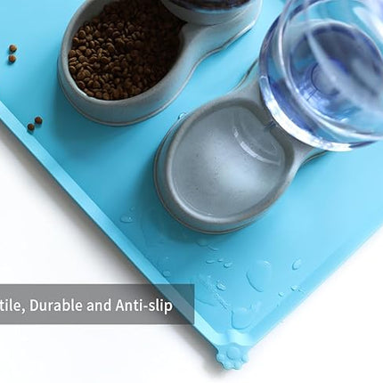 Hoki Found Large Silicone Non Slip Pet Dog Cat Bowl Mats - Waterproof Food Mats for Carpet - Arctic