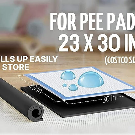 Skywin TidyFriend 2 Pk Pee Pad Holder Tray for 30” x 23” Pee Pads with Corner Lock Holes, Raised Edges, Non-Spill, Easy to Clean Silicone Dog Potty Tray Holder, for Indoor Floor Protection (Black)