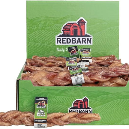 Redbarn Pet Products 12" Braided Bully Sticks for Dogs, Pack of 25