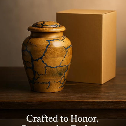 Handcrafted Wooden Urn for Human Ashes Adult Male - Small Decorative Urn for Ashes for Women & Men - Funeral & Burial Urn - Holds Up to 80lbs (Medium)
