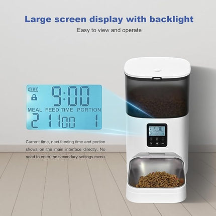 Automatic Cat Feeder, 4L Cat Food Dispenser with 10s Voice Recorder, Pet Feeder up to 8 Meals per Day, Timed Cat Feeder with Dry Food Sealed Ring (Jade White, 4L)