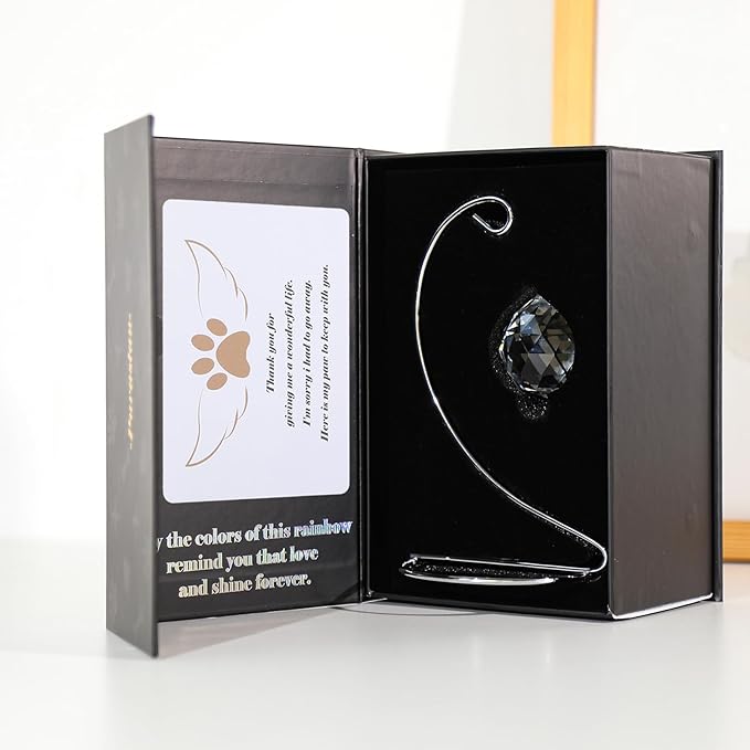 Dog Memorial Gifts, Elegant Pet Sympathy Suncatcher Loss of Dog, Modern Remembrance Prism for Lost Pets with Gift Box and Keepsake Card, Crystal Sun Catcher in Memory of Pet Cat