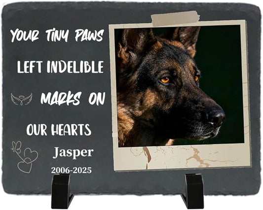 Dog Memorial Gifts for Loss of Dog, Personalized Pet Memorial Stone, Custom Dog Grave Marker with Name & Photo, Sympathy Gifts for Bereaved Pet Owners, Cemetery Decor (Style M)