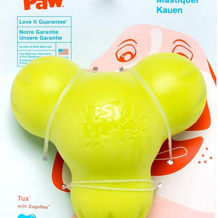 WEST PAW Zogoflex Tux Treat Dispensing Dog Chew Toy – Interactive Chewing Toy for Dogs – Dog Games for Aggressive Chewers, Fetch, Catch – Holds Kibble, Treats, Large 5", Granny Smith