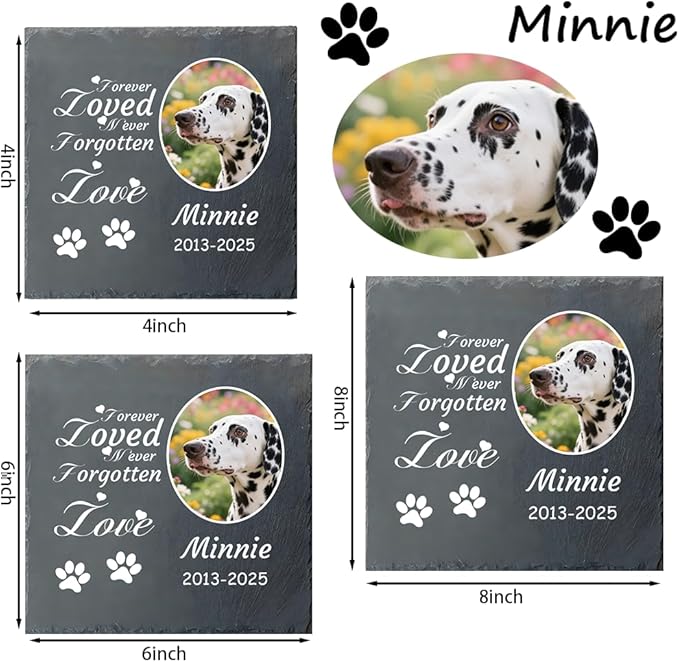 Dog Memorial Gifts for Loss of Dog, Personalized Pet Memorial Stone, Custom Dog Grave Marker with Name & Photo, Sympathy Gifts for Bereaved Pet Owners, Cemetery Decor (Style H)