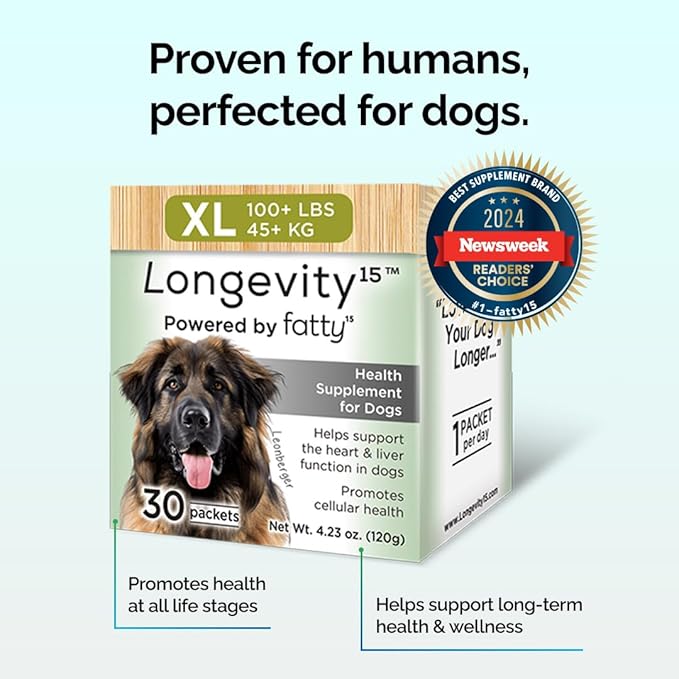Longevity15 – C15:0 – Fatty Acid Health Supplement for Dogs – Healthy Pet Supplies – for Small Dogs, 3 Pack