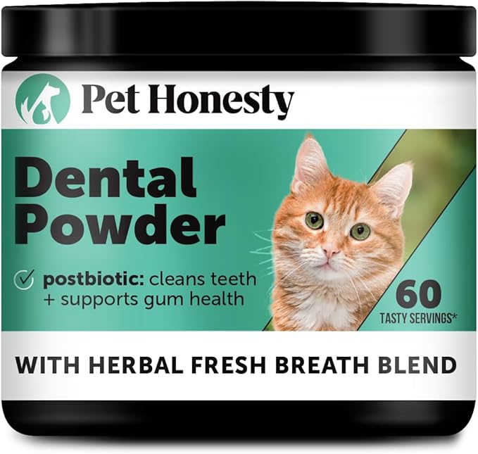 Cat Breath Freshener Dental Powder for Teeth Cleaning Plaque Off, Dental Care for Cats, Tartar Remover for Teeth with Natural Herbal Blend (60 Day Supply)