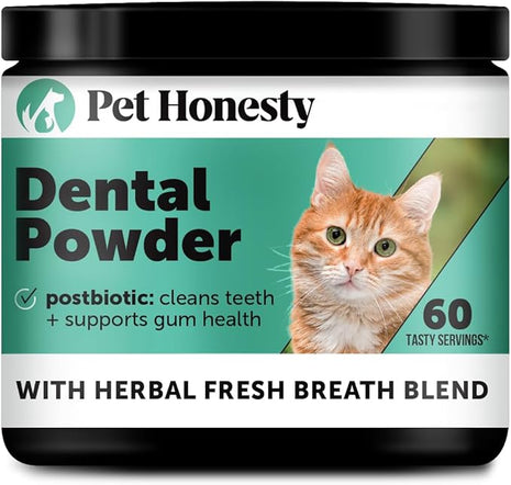 Cat Breath Freshener Dental Powder for Teeth Cleaning Plaque Off, Dental Care for Cats, Tartar Remover for Teeth with Natural Herbal Blend (60 Day Supply)