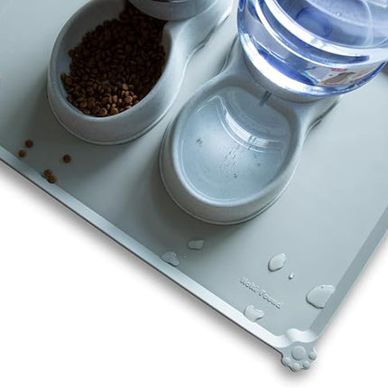 Hoki Found Large Silicone Pet Food Mats Tray - Non Slip Pet Dog Cat Bowl Mats Placemat - Dog Pet Cat Feeding Mat - Waterproof Dog Cat Food Mats -Pet Water Mats for Floors - Battleship