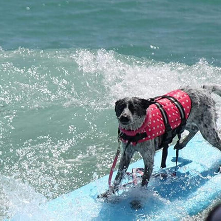 HAOCOO Dog Life Jacket Vest Saver Safety Swimsuit Preserver with Reflective Stripes/Adjustable Belt Dogs(Pink Polka Dot,L)