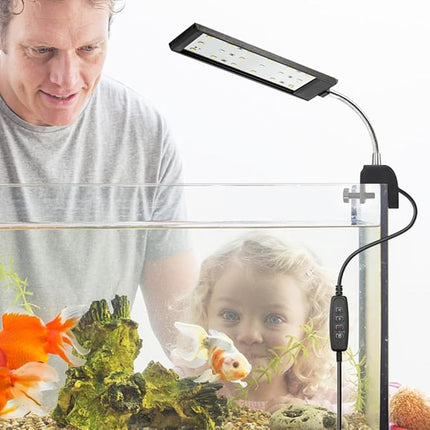 Aquarium Light Small LED Clip Light for Fish Tank 7W with Timer&Dimmer, 1 Yr Warranty