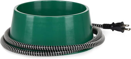 Farm Innovators 1 Quart 25 Watt Powered Heated Electric Water Bowl with Thermostatic Control and Anti Chew Cord Protector for Pets, Green