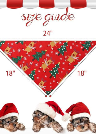 BINGPET Christmas Dog Bandanas - 4 Pack Holiday Xmas Pet Doggy Triangle Scarf with Christmas Element Patterns for Small Medium Large Dog Cat Boy Girl