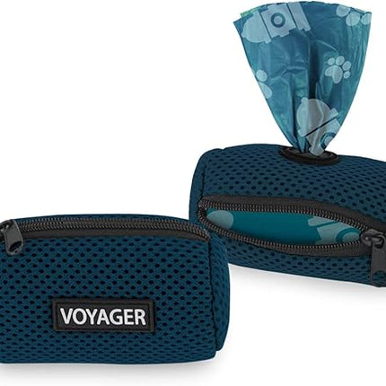 Best Pet Supplies 2-Pack Dog Poop Bag Holder Leash Attachment, Color, Reusable Mesh Dispenser Pouch for Travel, Walking, Park, and Outdoor Use, Soft and Durable with Clip-On - Mesh Blue