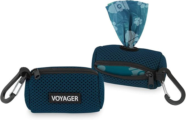 Best Pet Supplies 2-Pack Dog Poop Bag Holder Leash Attachment, Color, Reusable Mesh Dispenser Pouch for Travel, Walking, Park, and Outdoor Use, Soft and Durable with Clip-On - Mesh Blue