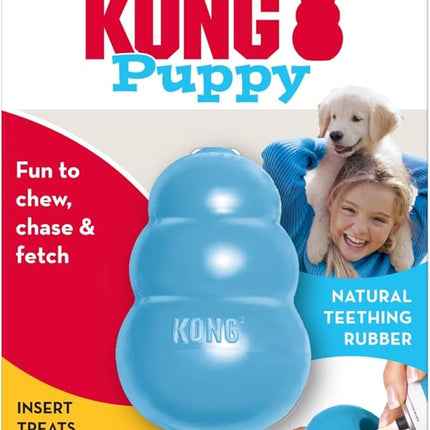 KONG Puppy - Natural Teething Rubber Chew Toy for Dogs - Stuffable Dog Toy for Extended Playtime - Chew & Fetch Toy for Puppies - for XS Puppies - Blue