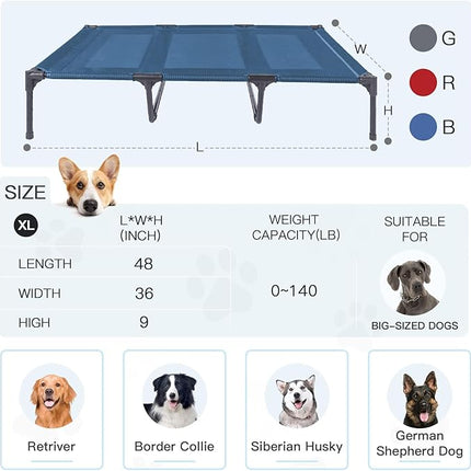 suddus Elevated Dogs Bed Waterproof Outdoor, Portable Raised Dog Bed, Dog Beds Off The Floor, Dogs Bed Easy Clean Indoor or Outdoor Use, X-Large, Blue