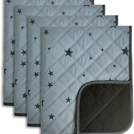 RIOUSSI Washable Pee Pads for Dogs, Reusable, Absorbent, Leakproof, Non Slip Pet Puppy Pads for Potty Training. Gray Stars, 20x28 Inch(4pack)