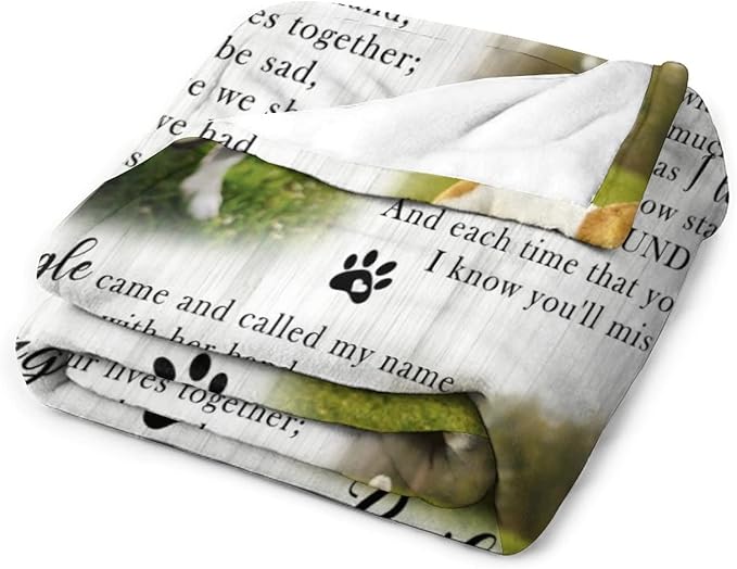 Artsadd Dog Pictures Custom Throw Blanket with Name Personalized Pet Memorial Blanket Memory Gift for Friends Sympathy Remembrance Customized Bed Throw Blanket Made in USA