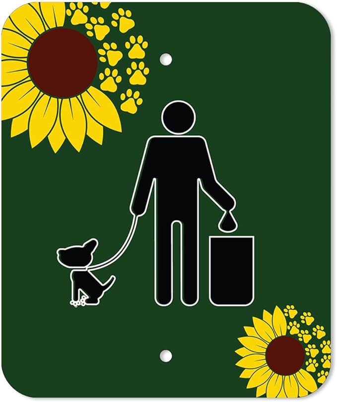 Dispense-Art™ Collection Sunflower - Custom UV Printed Design on Rust-Proof Aluminum Starter Dog Waste Station/roll Bag System - Includes 400 Dog Waste Bags & 10x12 Sign