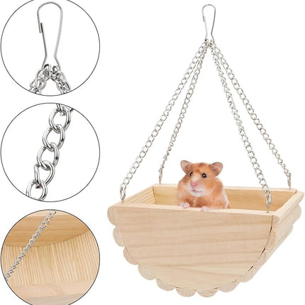Hypeety Wooden Hamster Swing Toy for Dwarf Hamster Gerbil Rat Mouse Mice Small Animla Cage Perch Stand Toy