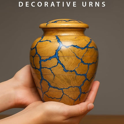 Handcrafted Wooden Urn for Human Ashes Adult Male - Small Decorative Urn for Ashes for Women & Men - Funeral & Burial Urn - Holds Up to 80lbs (Medium)