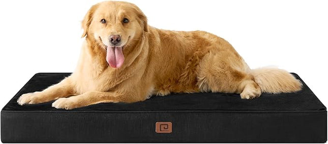 EHEYCIGA Waterproof Dog Bed Orthopedic 41"x27", Memory Foam Pet Bed for XLarged Dogs, Washable Pet Mat with Removable Cover, Black