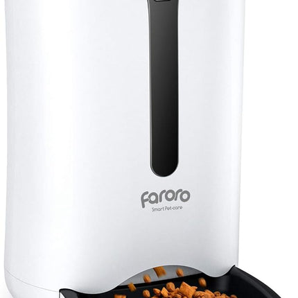Automatic Cat Feeder, Faroro Dog Food Dispenser for Small Pets with Distribution Alarms, Portion Control, Voice Recorder and Programmable Timer for up to 4 Meals per Day