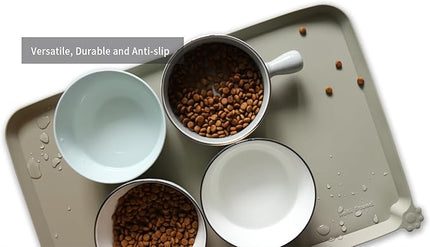 Hoki Found L Silicone Non Slip Pet Dog Cat Bowl Mats - Placemat - Feeding Mat - Waterproof - For Carpet - Cream Green