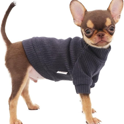 LOPHIPETS Small Dog Turtleneck Sweaters for Teacup Chihuahua Yorkie Puppy Cat Clothes-Dark Gray/XXS
