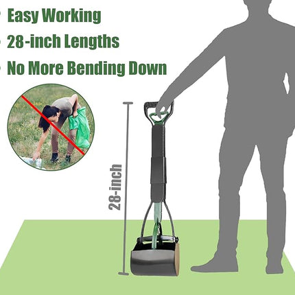 Dog Pooper Scooper for Large Medium & Small Dogs Heavy Duty,Long Handled Dog Poop Scooper for Grass,Durable Dog Poop Pick Up Tool (Dark Green)
