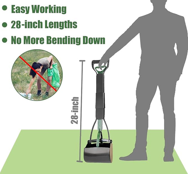 Dog Pooper Scooper for Large Medium & Small Dogs Heavy Duty,Long Handled Dog Poop Scooper for Grass,Durable Dog Poop Pick Up Tool (Dark Green)