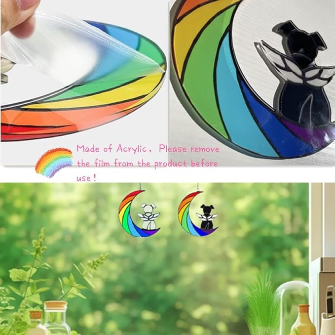 Dog Memorial Gifts, Death Sympathy Gift for Loss of Dogs, Rainbow Bridge Pet Passing Away Pet Memorial Sun Catcher Gifts