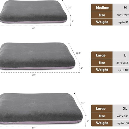 Magic Dog Super Soft Large Dog Bed, 39 Inches Orthopedic Foam Pet Beds with Anti Slip Bottom, Dog Sleeping Mattress with Removable and Washable Cover, Grey