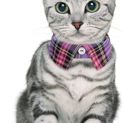 Faleela 2 Pack/Set Cat Collar with Cute Bow Tie and Bell,Breakaway Plaid Shirt Collar for Kitty Adjustable Safety