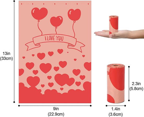 Biodegradable Dog Poop Bags Rolls with Pull-Ring Dispenser - 5 Fresh Scents, Large 9x13 Inch Plant-Based Bags, Leakproof & Easy Tear (Rose Scent, Red, 240 Count, 16 Rolls)