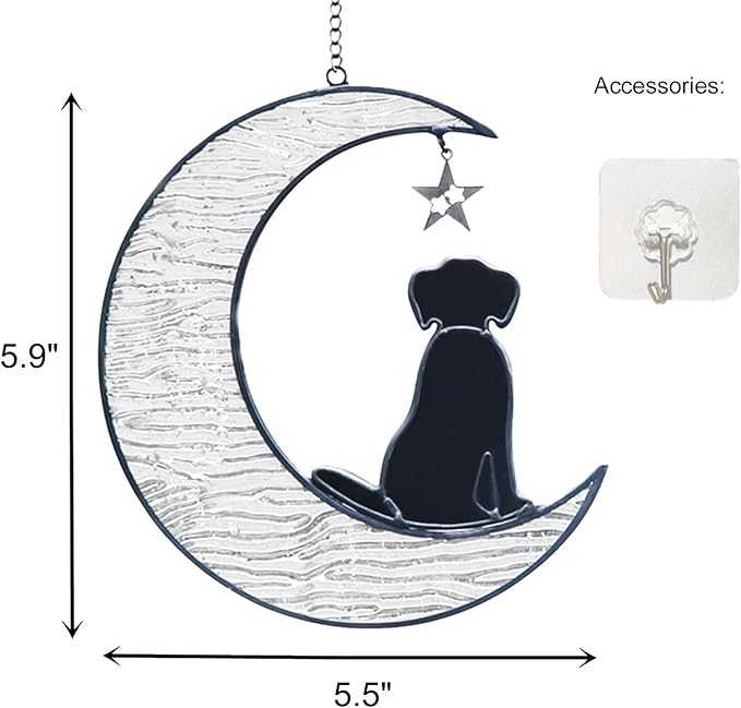 Stained Glass Dog Memorial Gifts for Dog Lovers, Pet Memorial Gifts Dog Decor Stained Glass Window Hanging Suncatcher for Window Loss of Dog Sympathy Gift Pet Loss Gifts for Mom, Grandma