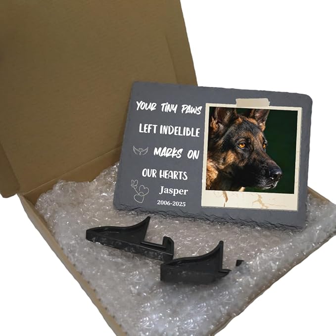 Dog Memorial Gifts for Loss of Dog, Personalized Pet Memorial Stone, Custom Dog Grave Marker with Name & Photo, Sympathy Gifts for Bereaved Pet Owners, Cemetery Decor (Style M)