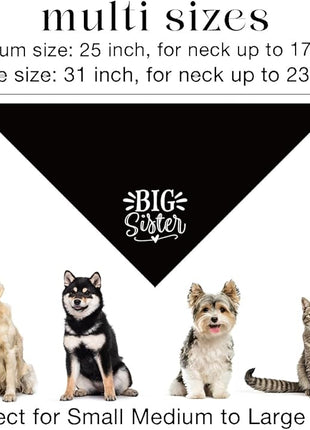 Big Sister Bandana for Dogs, Pet Pregnancy Announcement, Black Dog Bandana, Dog Bandanas for Large Dogs (L)