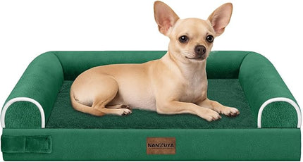 Small Dog Bed Orthopedic Washable: Beds Bolster Small Sized Dogs Bed Egg Crate Foam Couch Sofa Waterproof with Removable Cover - Emerald