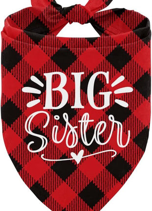 Big Sister Buffalo Plaid Plaid Plaid Blue Camo Pet Scarf Dog Bandana Accessories Poppy For Small Medium Large Gift, Puppy Announcement Dog, (B16)