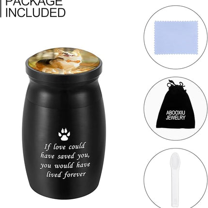 Personalized Photo 3 Inch Small Keepsake Aluminum Mini Cremation Urn for Pet Dog Ashes - Memorial Urn for Sharing Ashes - If Love Could Have Saved You