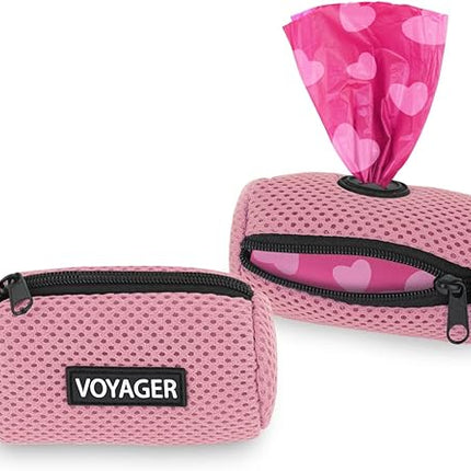 Best Pet Supplies 2-Pack Dog Poop Bag Holder Leash Attachment, Color, Reusable Mesh Dispenser Pouch for Travel, Walking, Park, and Outdoor Use, Soft and Durable with Clip-On - Mesh Pink