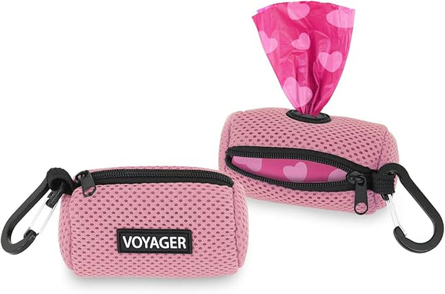 Best Pet Supplies 2-Pack Dog Poop Bag Holder Leash Attachment, Color, Reusable Mesh Dispenser Pouch for Travel, Walking, Park, and Outdoor Use, Soft and Durable with Clip-On - Mesh Pink