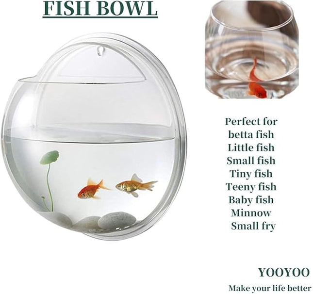 Creative Acrylic Hanging Wall Mounted Fish Tank, Hanging Bowl for Water Plants, Wall Fish Bubble Tank, Hydroponic Air Plant Flower Pot, Mini Aquarium Planter, Home Decor, Fake Plants Nail Stone Etc