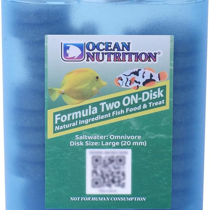 Ocean Nutrition Fish Food Formula Two On-Disk - All-Natural Fish Food for Saltwater Omnivore, Tangs, Angels, Clownfish, Pygmy Angelfish, High Protein (36%), 2.1 oz (60 g), Large Size