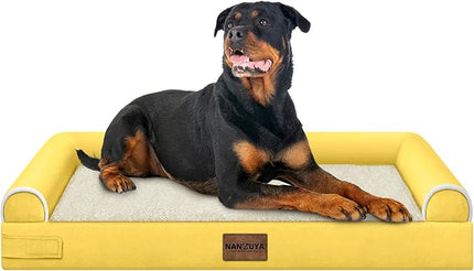 Large Dog Bed Orthopedic Washable: Beds Bolster XXL Bed Big XLarge Dogs Egg Crate Foam Sofa Couch Waterproof Removable Cover - Ginger