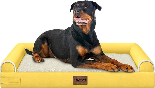 Large Dog Bed Orthopedic Washable: Beds Bolster XXL Bed Big XLarge Dogs Egg Crate Foam Sofa Couch Waterproof Removable Cover - Ginger