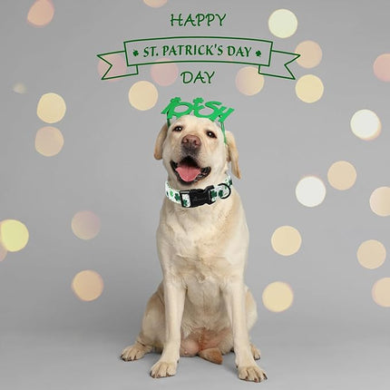ARING PET St Patrick's Day Dog Collar, Cute White Clovers Pet Collars with Quick Release Buckle for Puppy Small Medium Large Boy Girl Dogs-XS